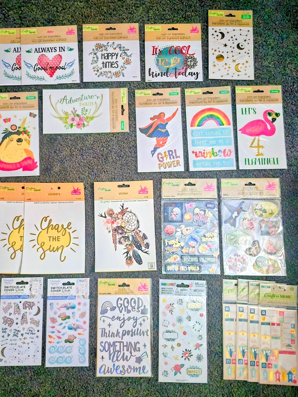 Crafter's Square Iron On Transfer Sticker Switch Plate Lot 23pc NWT